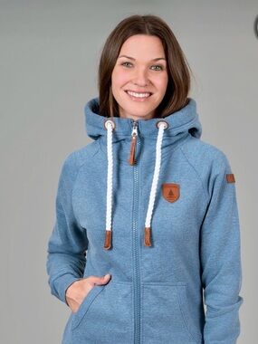Hera Heather Blue Full-Zip Hoodie